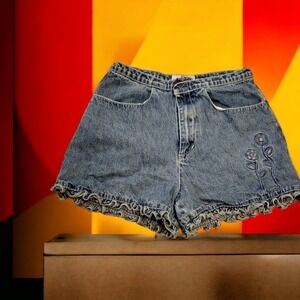 Gasoline Girls Denim Shorts Ruffled Legs sz 14